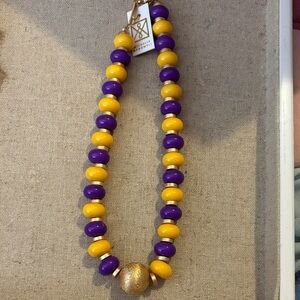 ECU/LSU Purple and Gold Beaded Kylie Necklace
